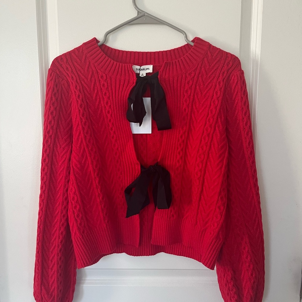 Sugarlips Pinky Promise Bow Tie Cardigan